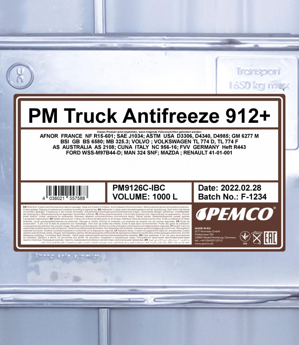 PEMCO Glycol coolant PM9126C-IBC