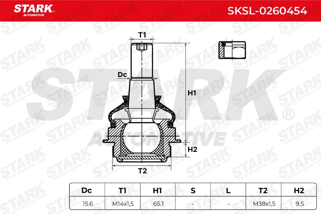 SKSL-0260454 Suspension ball joint SKSL-0260454 STARK with synthetic grease, 15,6mm