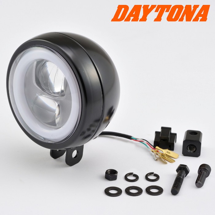 DAYTONA Capsule120 88635 Headlight LED, 12V, with low beam, with high beam, with outline marker light x 135 mm, round