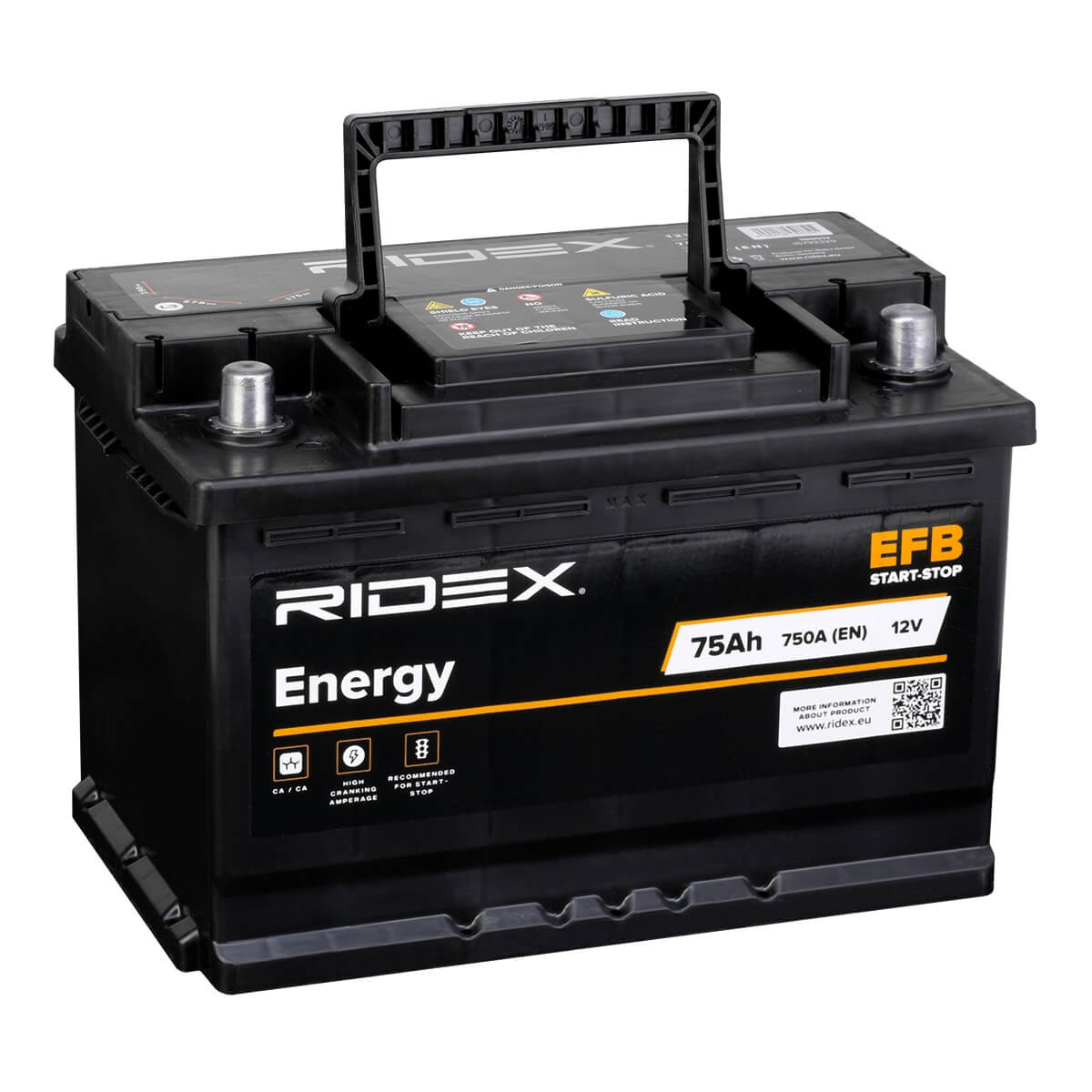 RIDEX 1S0017 Batterie 12V 75Ah 750A B13 EFB-Batterie, mit Handgriffen