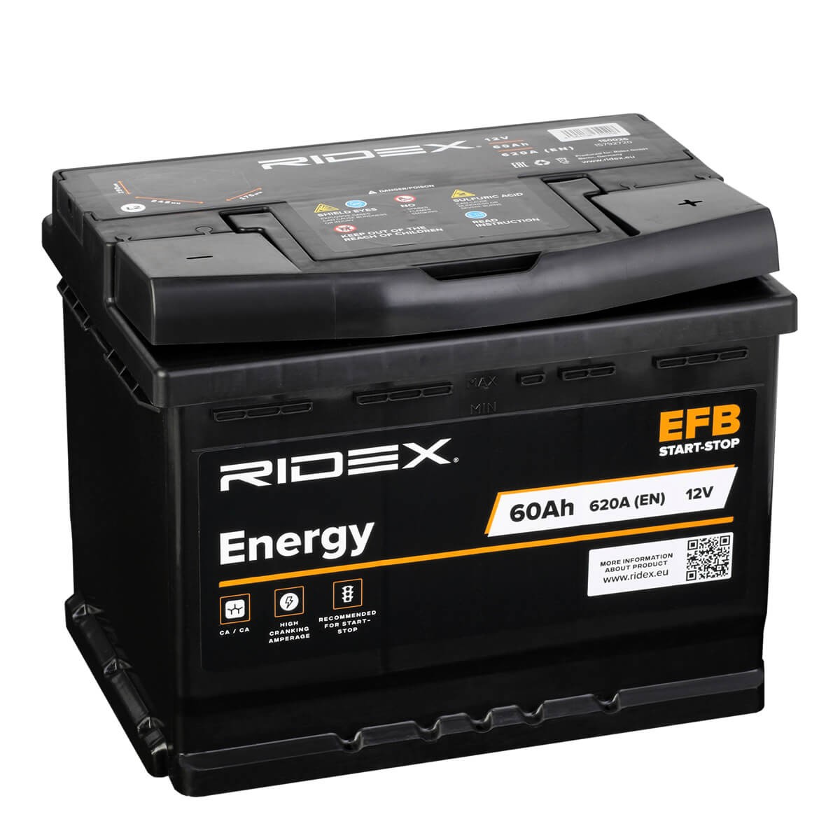 RIDEX 1S0026 Batterie 12V 60Ah 620A B13 EFB-Batterie, mit Handgriffen