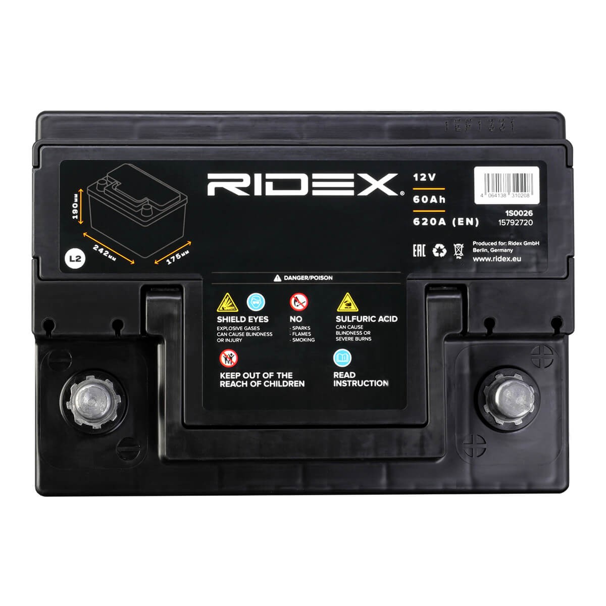 RIDEX 1S0026 Batterie 12V 60Ah 620A B13 EFB-Batterie, mit Handgriffen