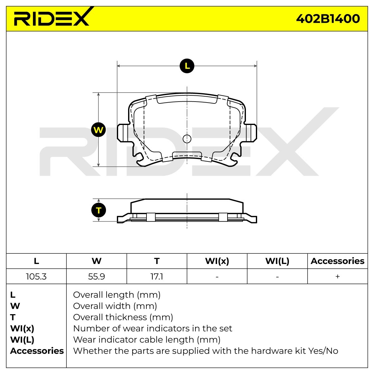 Brake pad set 402B1400 from RIDEX