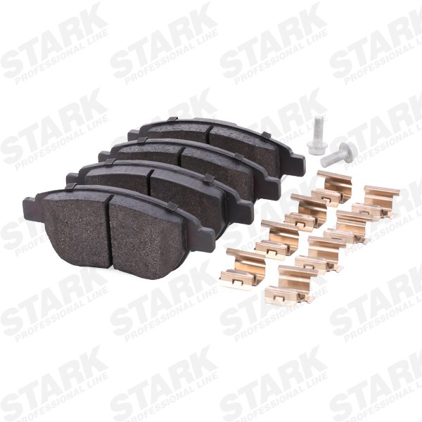 STARK SKBP-0012038 Disc pads Front Axle, with acoustic wear warning, with attachment material, with accessories