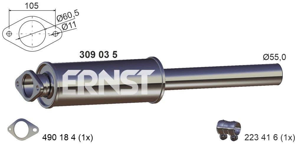 Original 309035 ERNST Front silencer experience and price