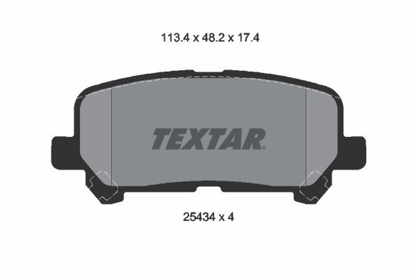 25434 TEXTAR not prepared for wear indicator Height: 48,2mm, Width: 113,4mm, Thickness: 17,4mm Brake pads 2543403 buy