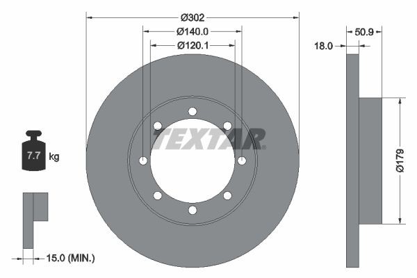 Original TEXTAR 98200 2308 0 1 PRO Brake disc kit 92230803 for NISSAN NV400
