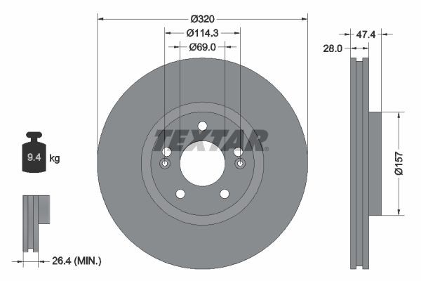 Original TEXTAR 98200 2378 0 1 PRO+ Brake disc kit 92237805 for HYUNDAI i40