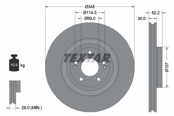 Original 92315103 TEXTAR Brake disc kit HYUNDAI