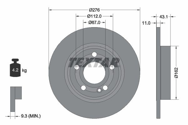 TEXTAR 92316803 Mercedes-Benz A-Class 2022 Brake disc set
