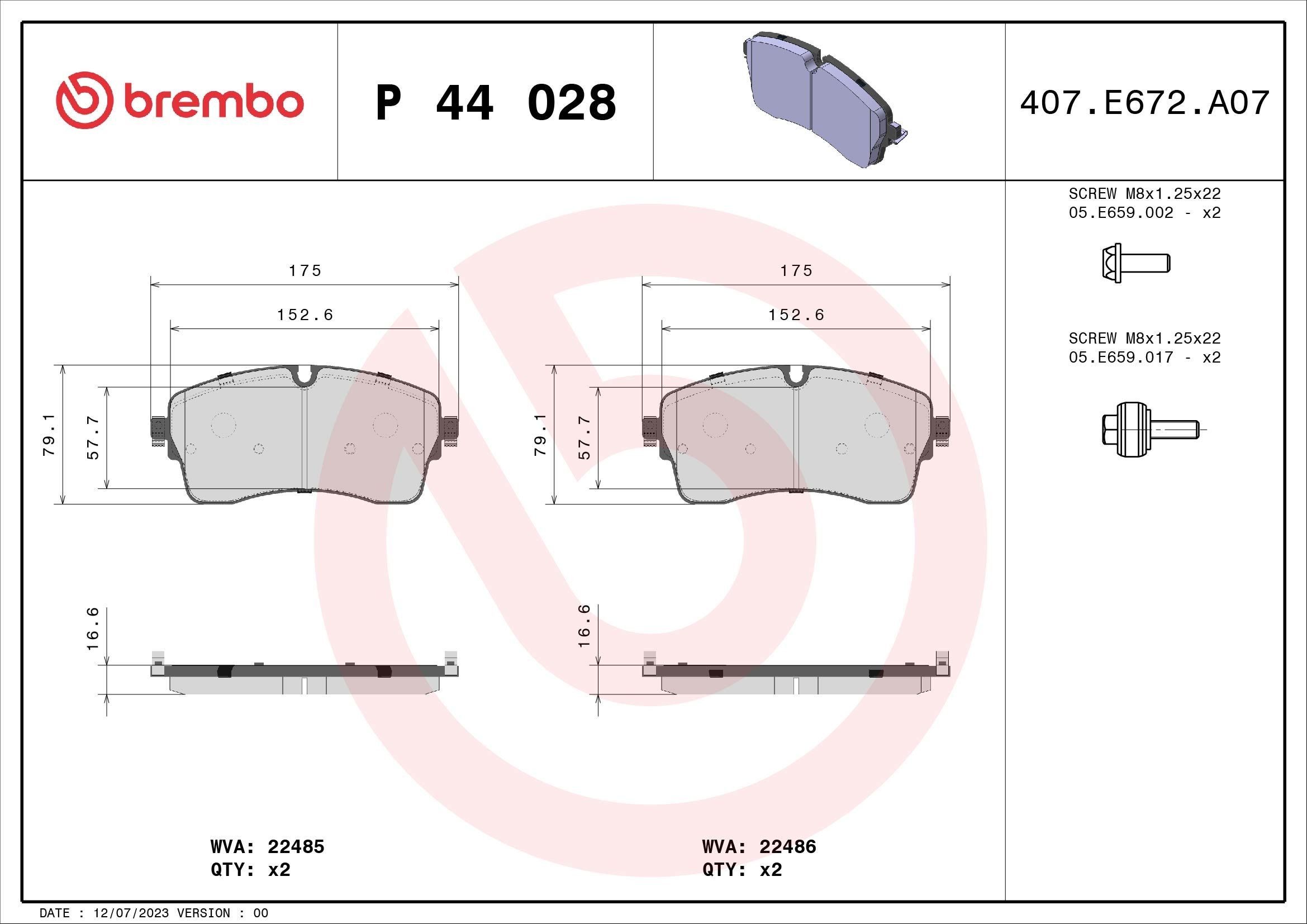 BREMBO P 44 028 Brake pads LAND ROVER DEFENDER 2018 price