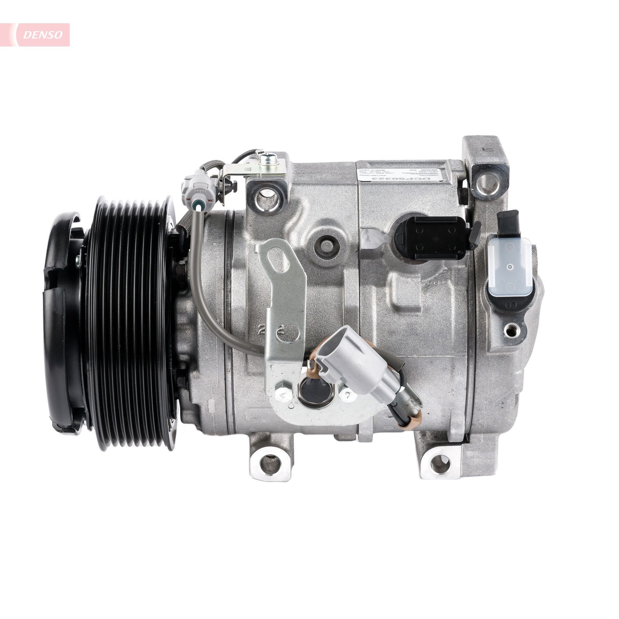 DENSO DCP50323 Air conditioner compressor 10SR19C, 12V, PAG 46, R 134a, with magnetic clutch