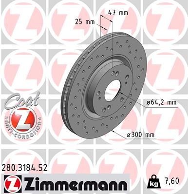 ZIMMERMANN 280.3184.52 Brake disc 45251-S9A-E50