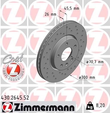 Opel INSIGNIA Brake disc set 15818140 ZIMMERMANN 430.2645.52 online buy