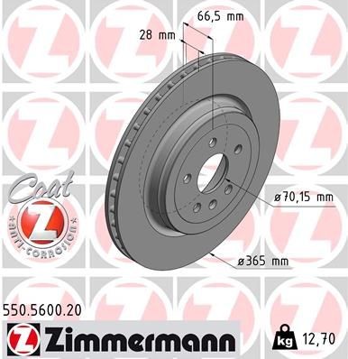 ZIMMERMANN 550.5600.20 Brake disc 365x28mm, 6/5, 5x120, internally vented, Coated, High-carbon