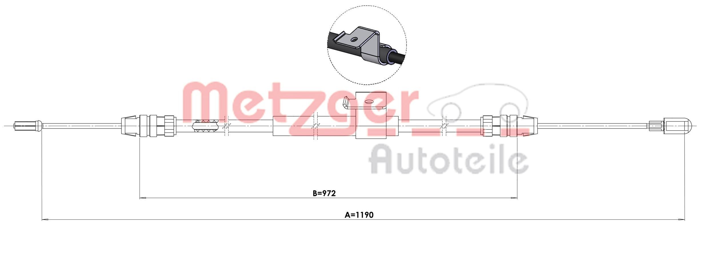 Great value for money - METZGER Hand brake cable 1.FD021