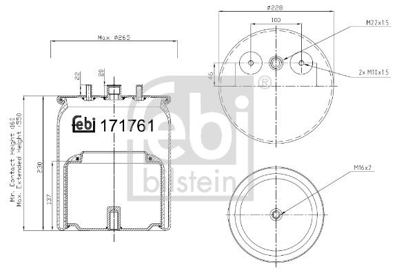 FEBI BILSTEIN 171761 Federbalg, Luftfederung für DAF XF LKW in Original Qualität