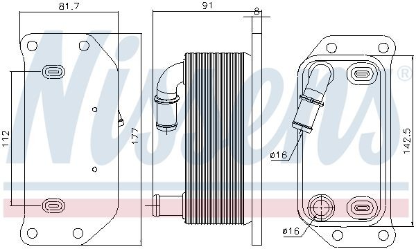 91188 Engine oil cooler 91188 NISSENS without oil filter housing, without gaskets/seals