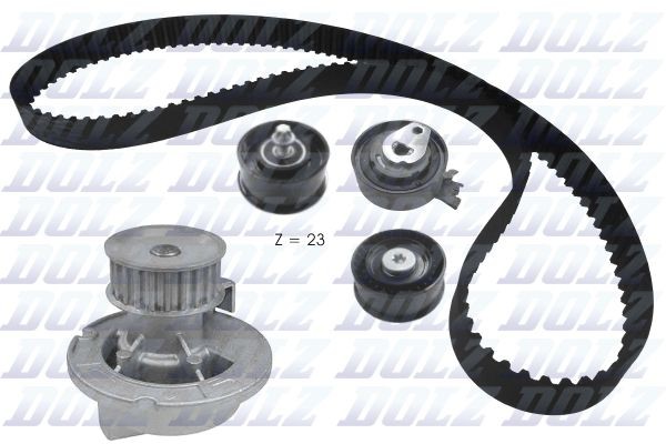 Opel INSIGNIA Water pump + timing belt kit 15828583 DOLZ KD157 online buy