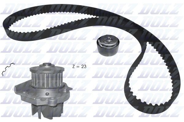 Opel MERIVA Water pump + timing belt kit 15828585 DOLZ KD161 online buy