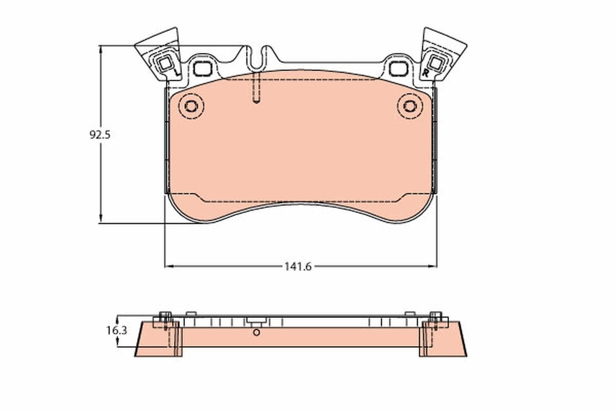 TRW GDB2229 Brake pad set prepared for wear indicator, with counterweights