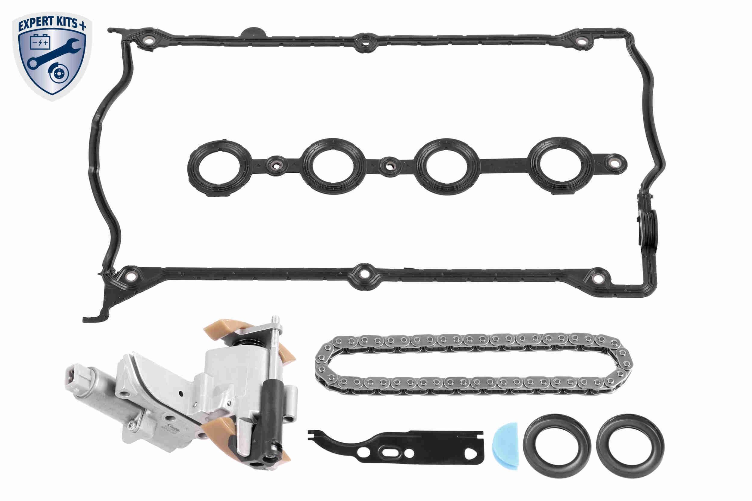 VAICO V10-10006 Timing chain kit with valve cover gasket, with camshaft seal, with camshaft adjuster, for camshaft, Simplex, Closed chain