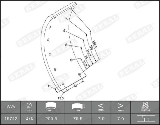 BERAL KBL15030.1-1561 Drum brake MERCEDES-BENZ T2/L Platform/Chassis