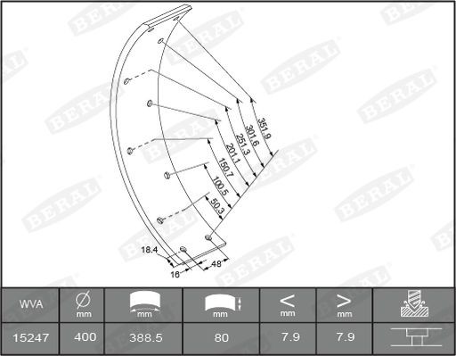 15 247 10,00 60 4 BERAL Brake Lining Kit, drum brake KBL15247.2-1548 buy