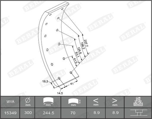 15 349 09,00 60 3 BERAL Brake Lining Kit, drum brake KBL15349.0-1549 buy
