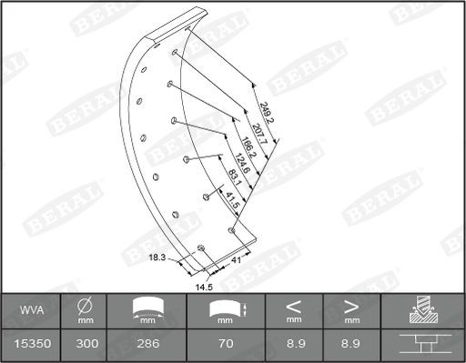 BERAL Brake Lining Kit, drum brake KBL15349.0-1549 suitable for MERCEDES-BENZ O309 Minibus