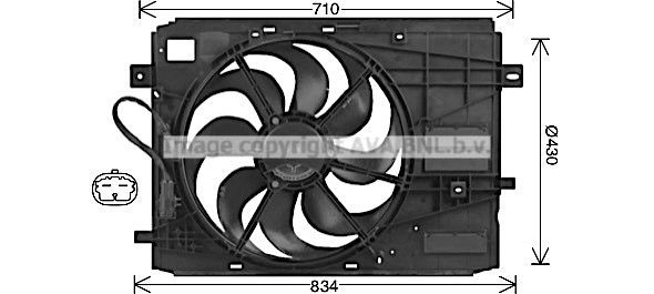 PE7561 PRASCO Cooling fan CHRYSLER D1: 430 mm, 12V