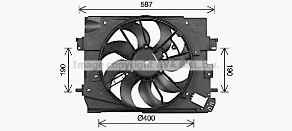 PRASCO RT7662 Fan, radiator D1: 400 mm, 12V, 220W, with radiator fan shroud