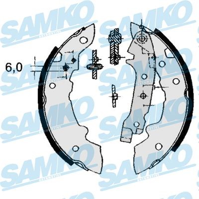 SAMKO 84320 Brake Shoe Set 180 x 32 mm, with handbrake lever
