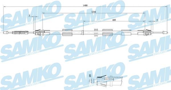 SAMKO C0266B Hand brake cable 1103618