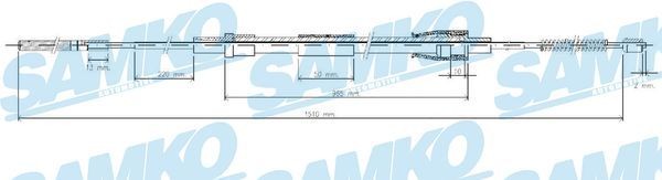 SAMKO C0965B Parking brake cable Skoda Superb 3t5 3.6 V6 4x4 260 hp Petrol 2010 price