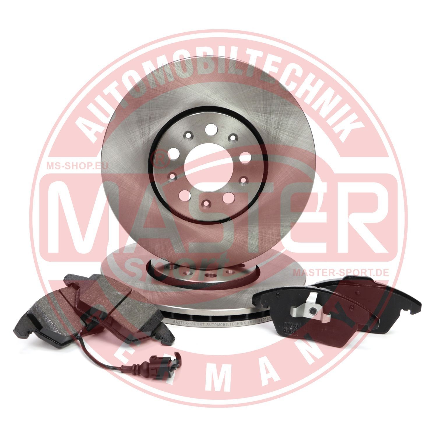 MASTER-SPORT 202501131 Brake discs and pads set Front Axle, Vented, incl. wear warning contact