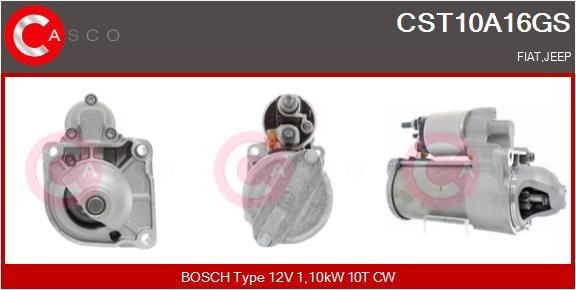CST10A16GS CASCO Starter JEEP 12V, 1,10kW, Number of Teeth: 10