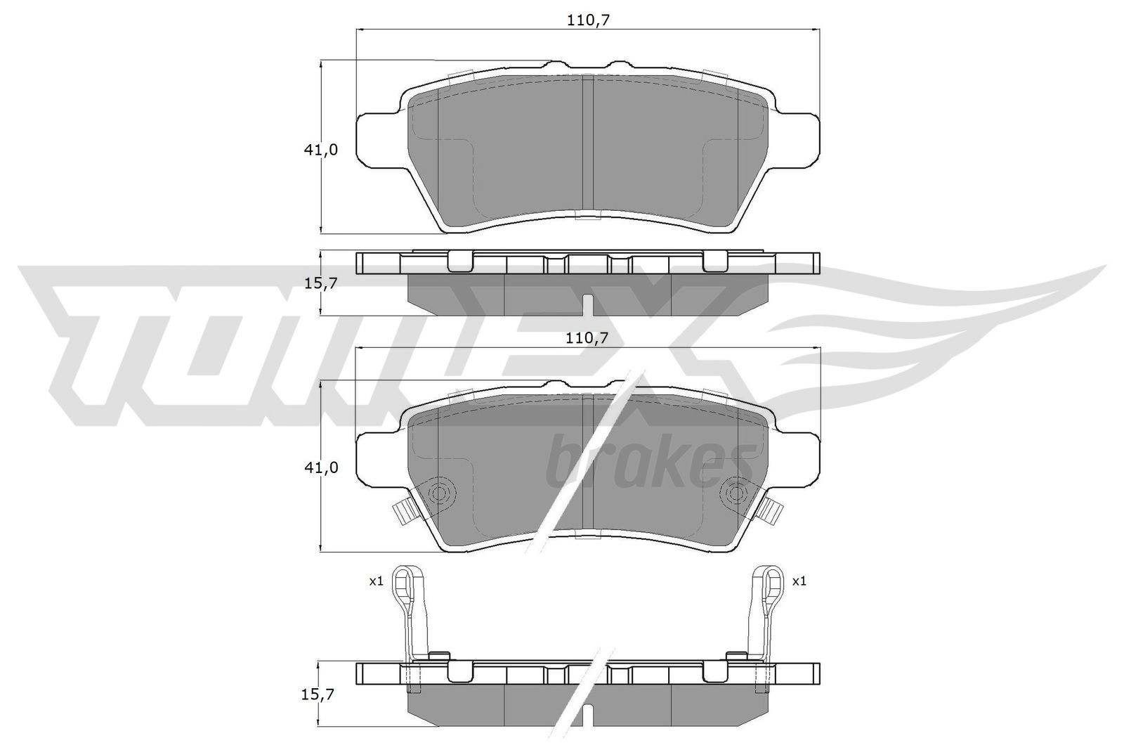 TOMEX brakes TX 19-57 Brake pad set Rear Axle, with acoustic wear warning