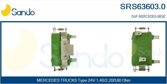SANDO SRS63603.0 Blower motor resistor A001 821 78 60