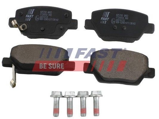 FAST FT29553 Brake pad set Rear Axle, with acoustic wear warning, with brake caliper screws