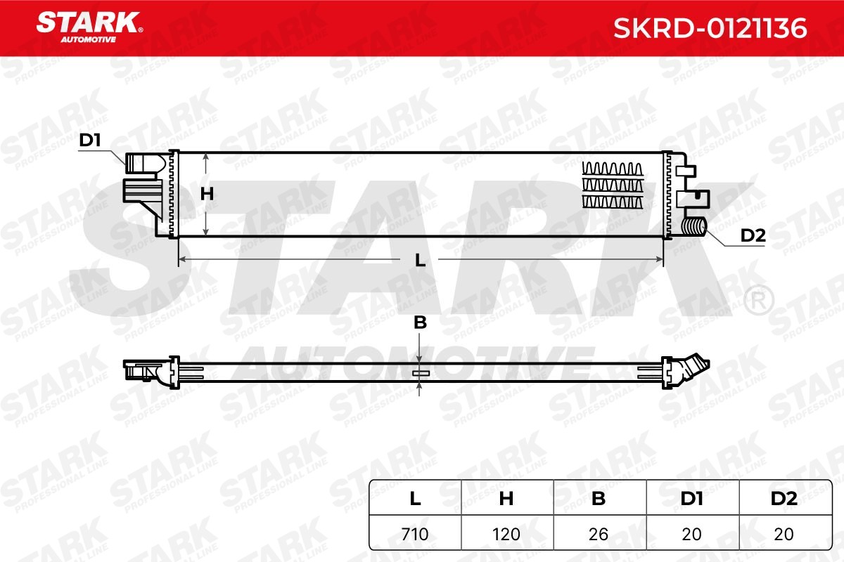 SKRD-0121136 Radiator SKRD-0121136 STARK Aluminium, Brazed cooling fins