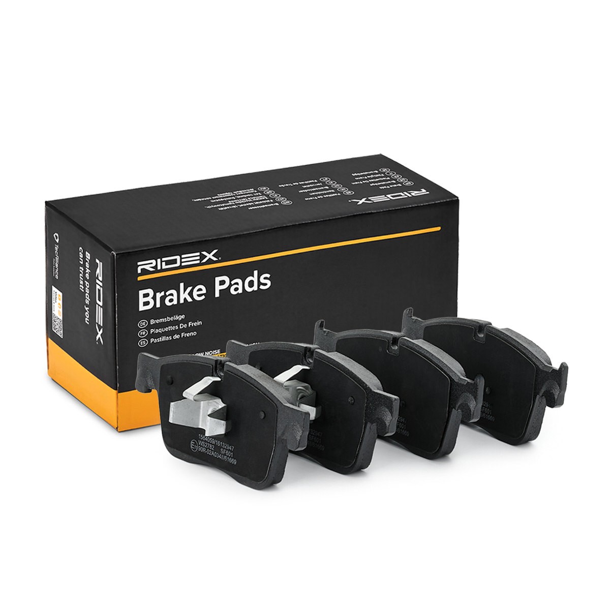 RIDEX 402B1420 Brake pad set prepared for wear indicator, with anti-squeak plate, Photo corresponds to scope of supply