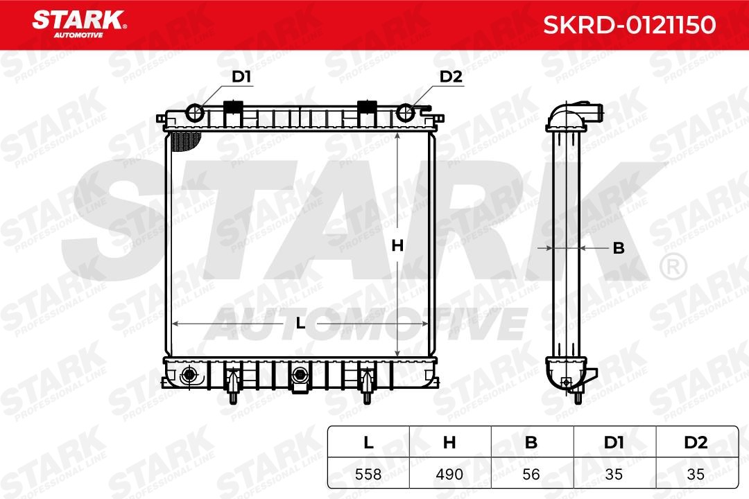 SKRD-0121150 Radiator SKRD-0121150 STARK Aluminium, 485 x 560 x 54 mm, Brazed cooling fins