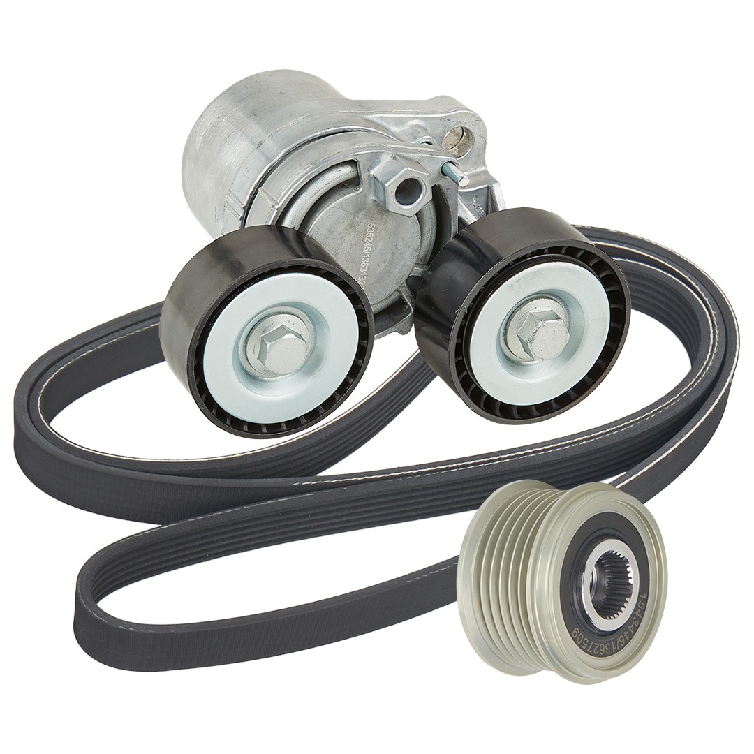 RIDEX 542R0585 V-Ribbed Belt Set Pulleys: with freewheel belt pulley, Check alternator freewheel clutch & replace if necessary