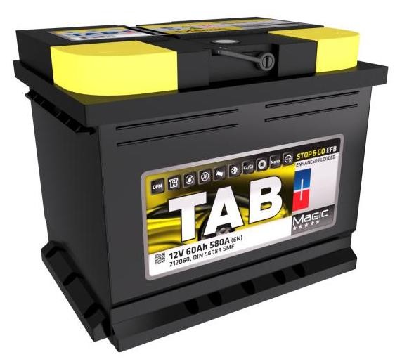 Start stop battery TAB EFB Stop & Go 12V 60Ah 580A B13 Lead-acid battery - 212060