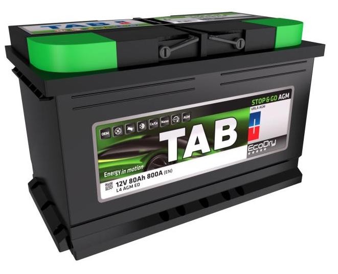 TAB AGM Stop & Go 213080 Battery 12V 80Ah 800A B13 DIN L4 AGM Lead-acid battery
