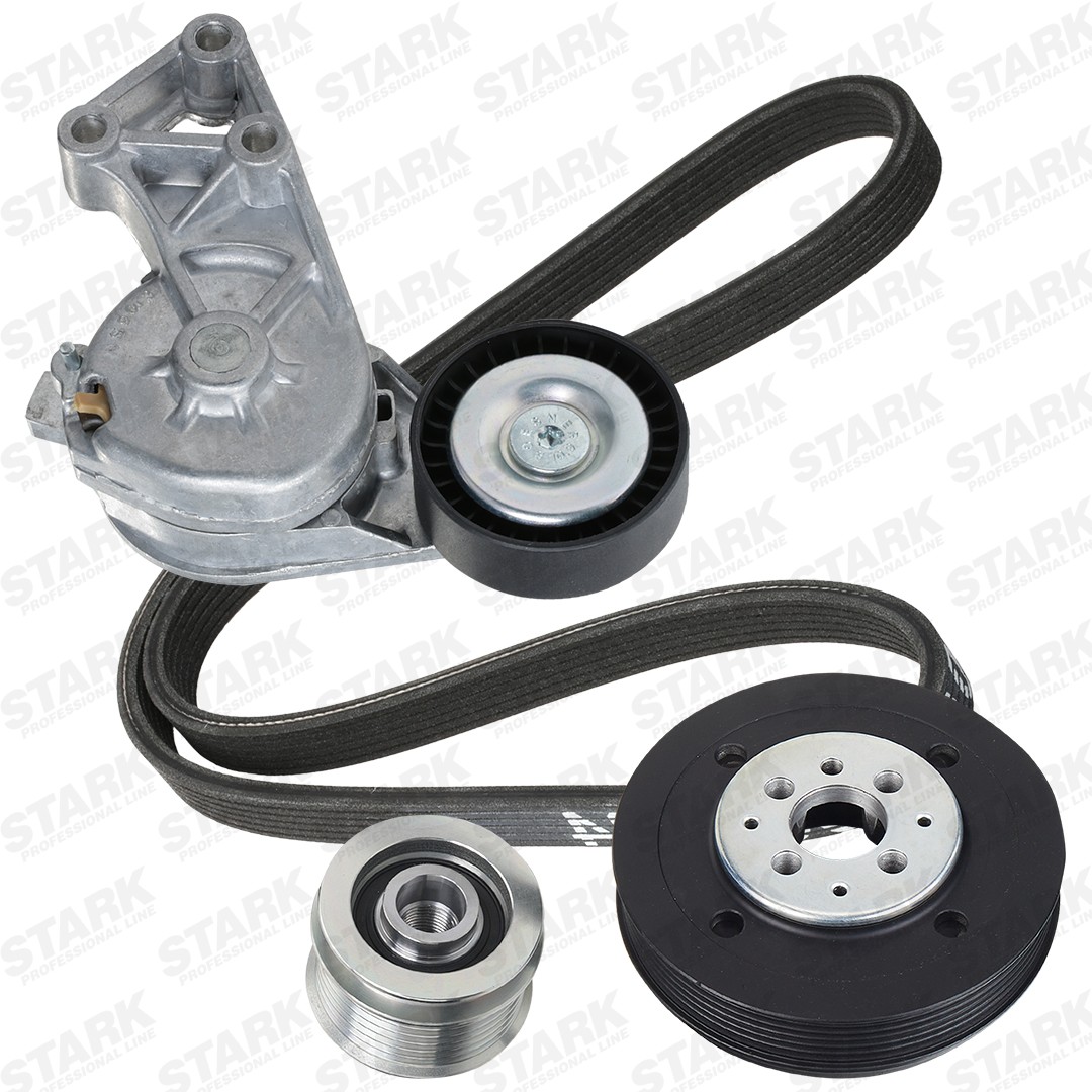 STARK SKRBS-1200587 V-Ribbed Belt Set Pulleys: with crankshaft pulley, with freewheel belt pulley