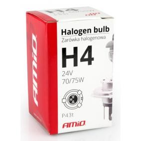 AMiO 01267 Bulb, spotlight H4 70/75W P43t, Halogen, transparent, UV filter, ACEA E4