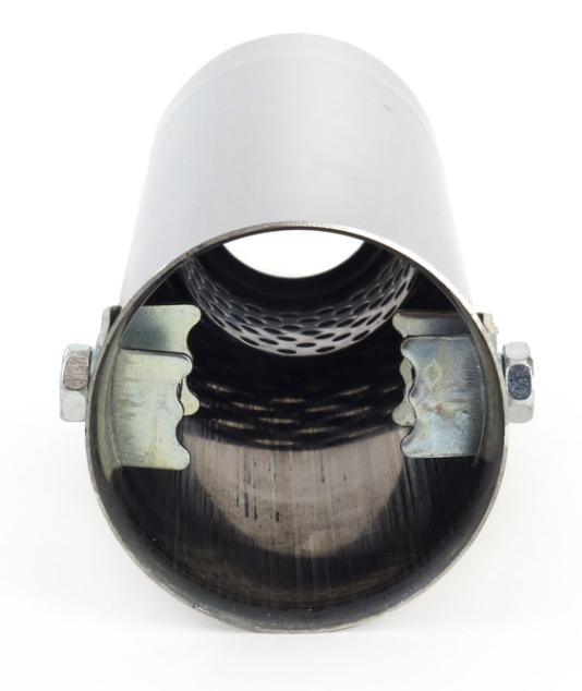 AMiO MT 002 01302 Embellecedor de tubo de escape 51 mm, recto, Acero fino, 155mm, 30mm