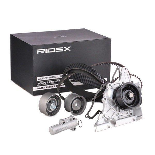 RIDEX 3096W0357 Water pump and timing belt kit with water pump, with tensioner pulley damper, Width: 30 mm, Width 1: 30 mm, for timing belt drive